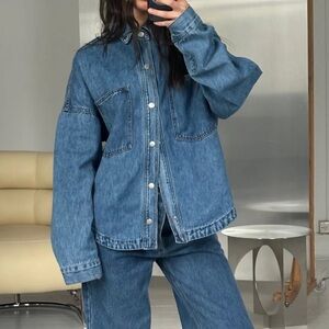 Bronze Snake Drop Shoulder Denim Shirt